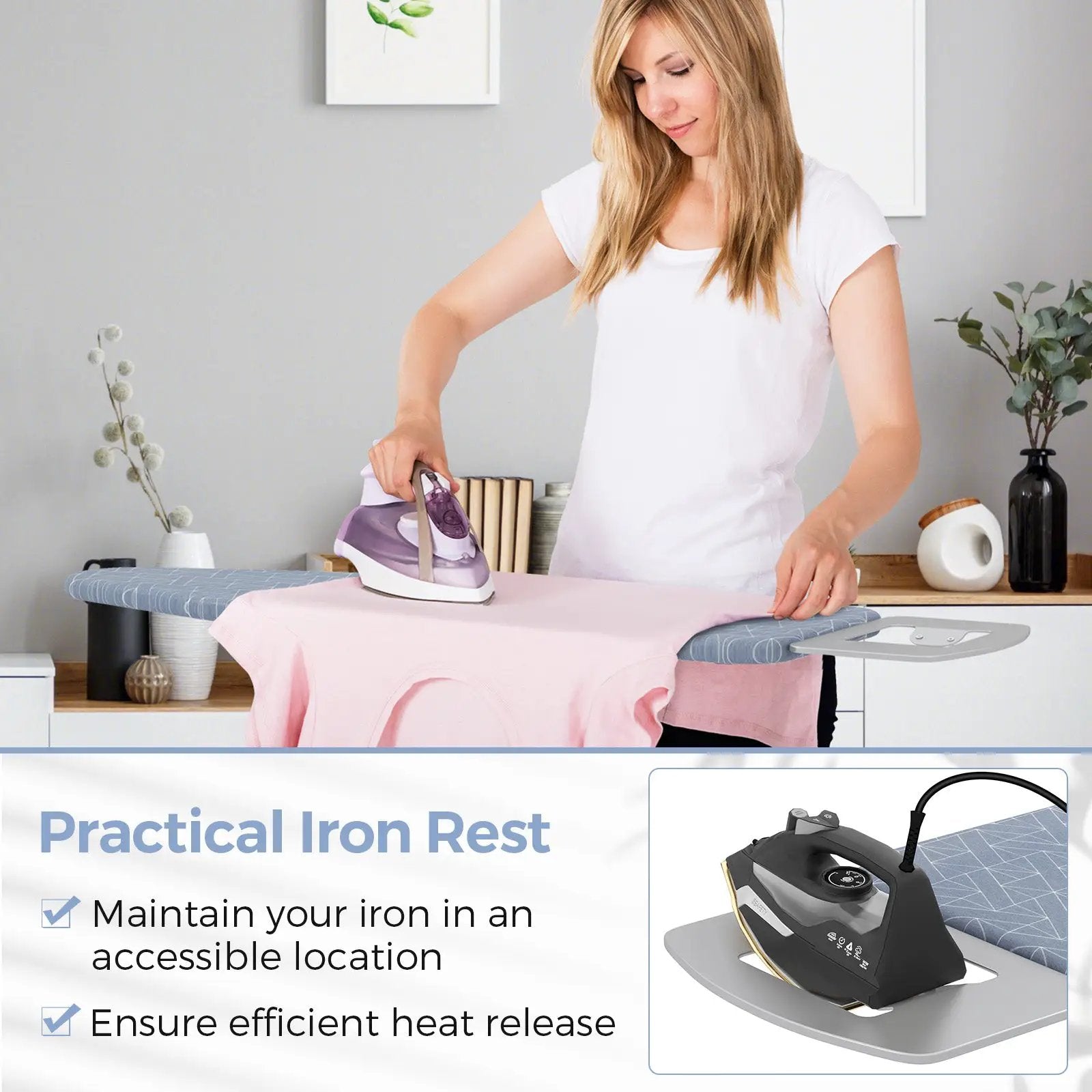 48 Inch x 13.5 Inch Ironing Board with Iron Rest for Home-Gray by DirectDeals