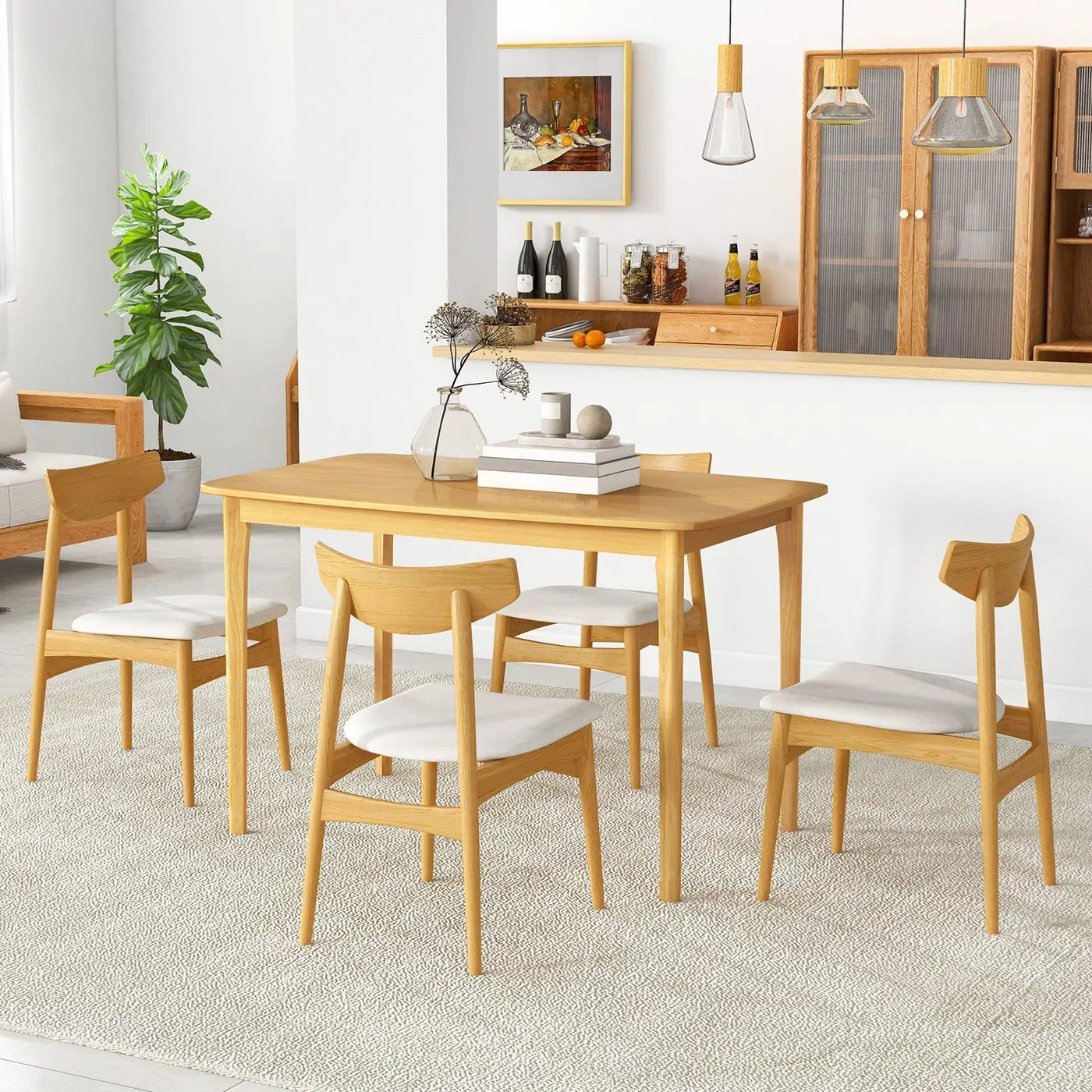48 Inch Solid Wood Dining Table with Rubber Wood Supporting Legs for Kitchen Dining Room by DirectDeals