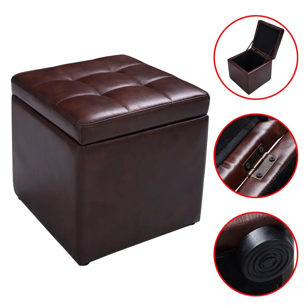 Foldable Cube Ottoman Pouffe Storage Seat, photo 12 of 16