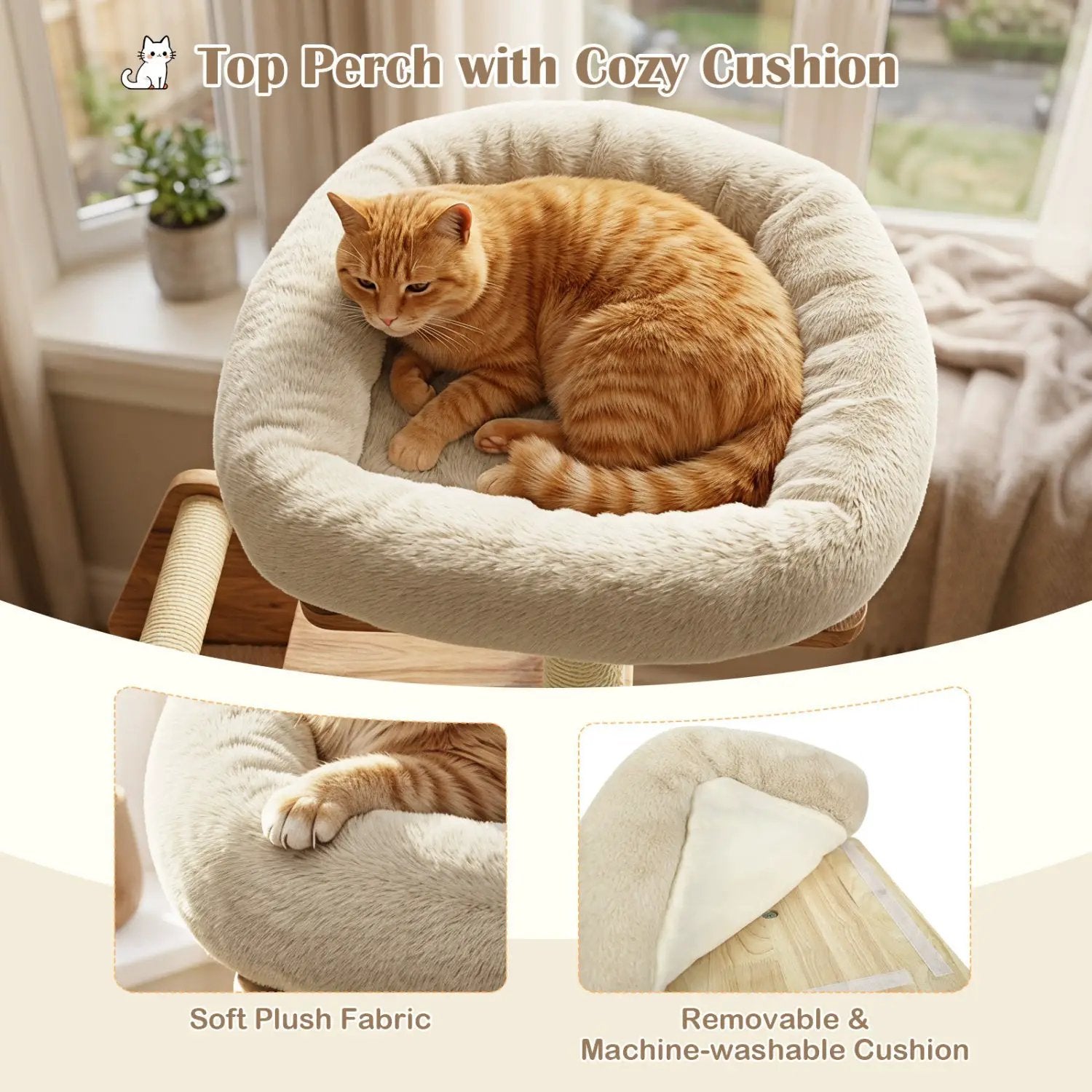 Multi-Level Solid Wood Cat Tree 48.5" with Condo & Scratchers by DirectDeals