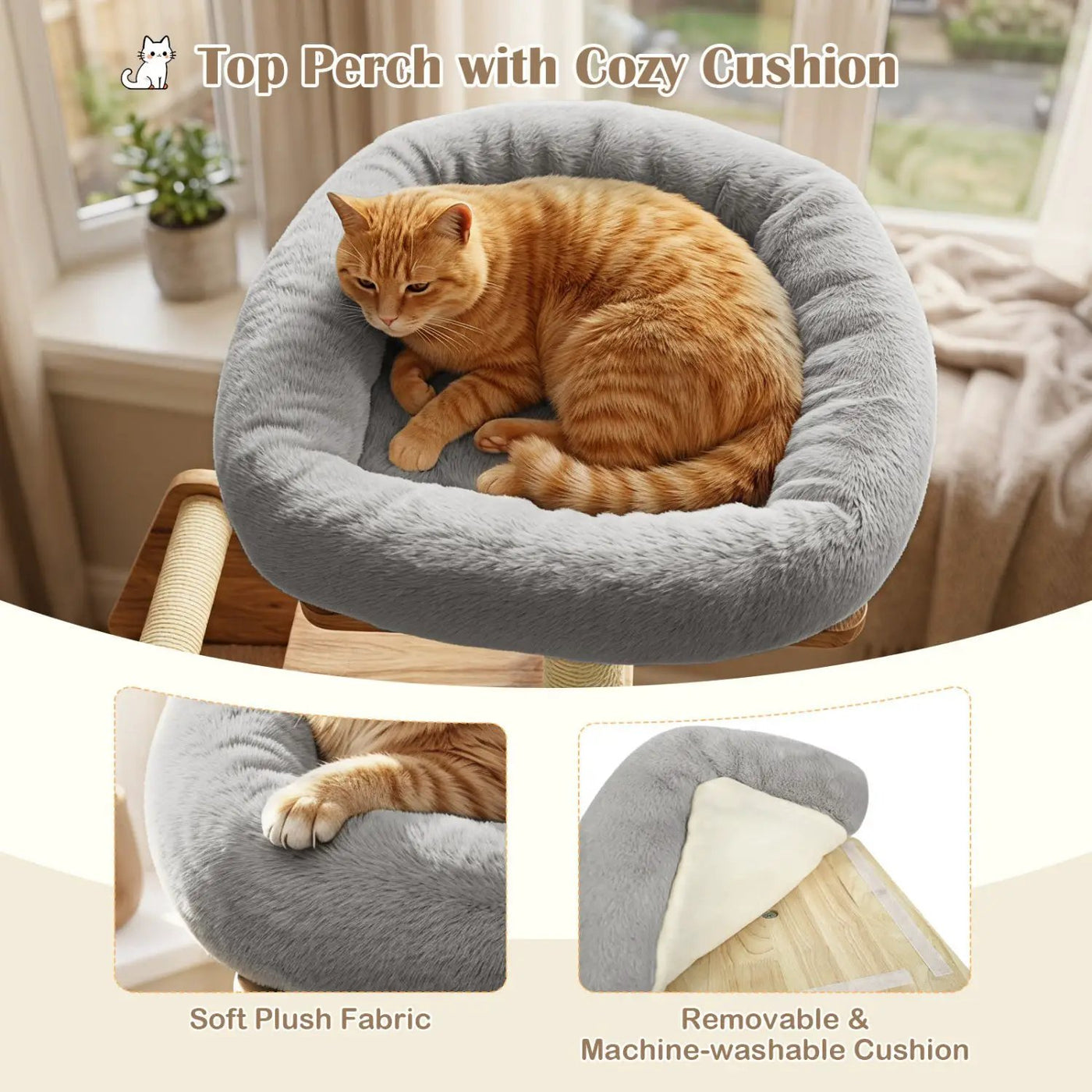 Multi-Level Solid Wood Cat Tree 48.5" with Condo & Scratchers by DirectDeals