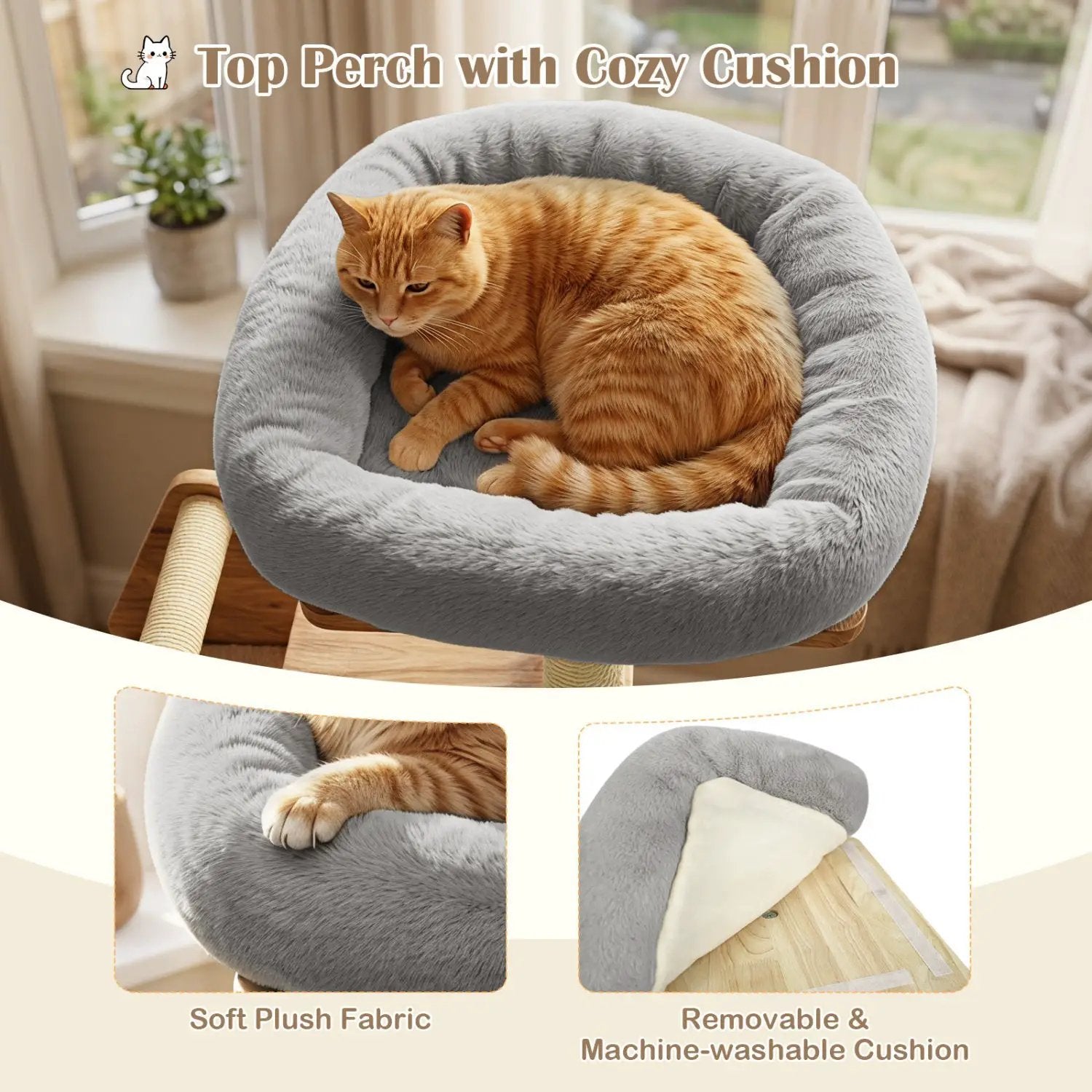 Multi-Level Solid Wood Cat Tree 48.5" with Condo & Scratchers by DirectDeals