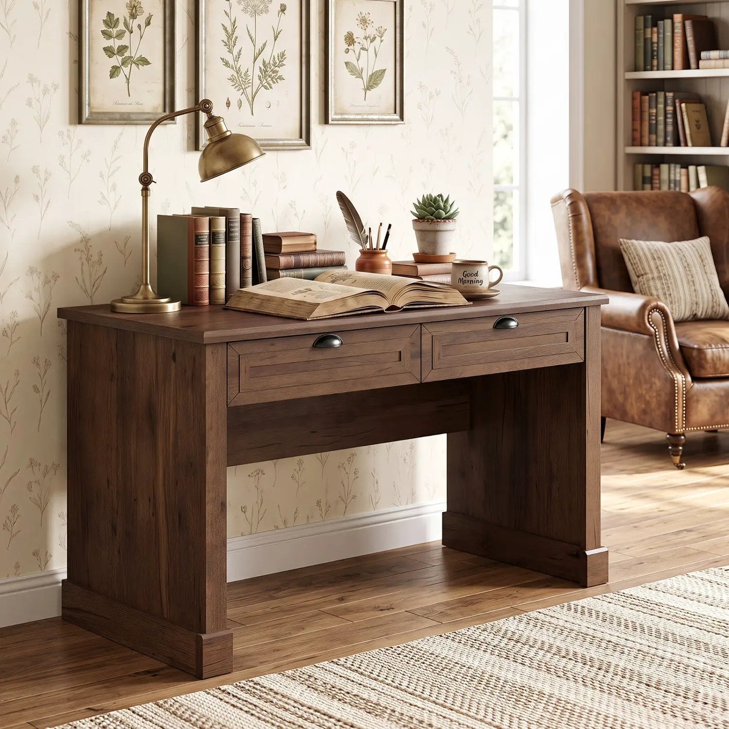 48" Farmhouse Executive Desk with 2 Drawers by DirectDeals