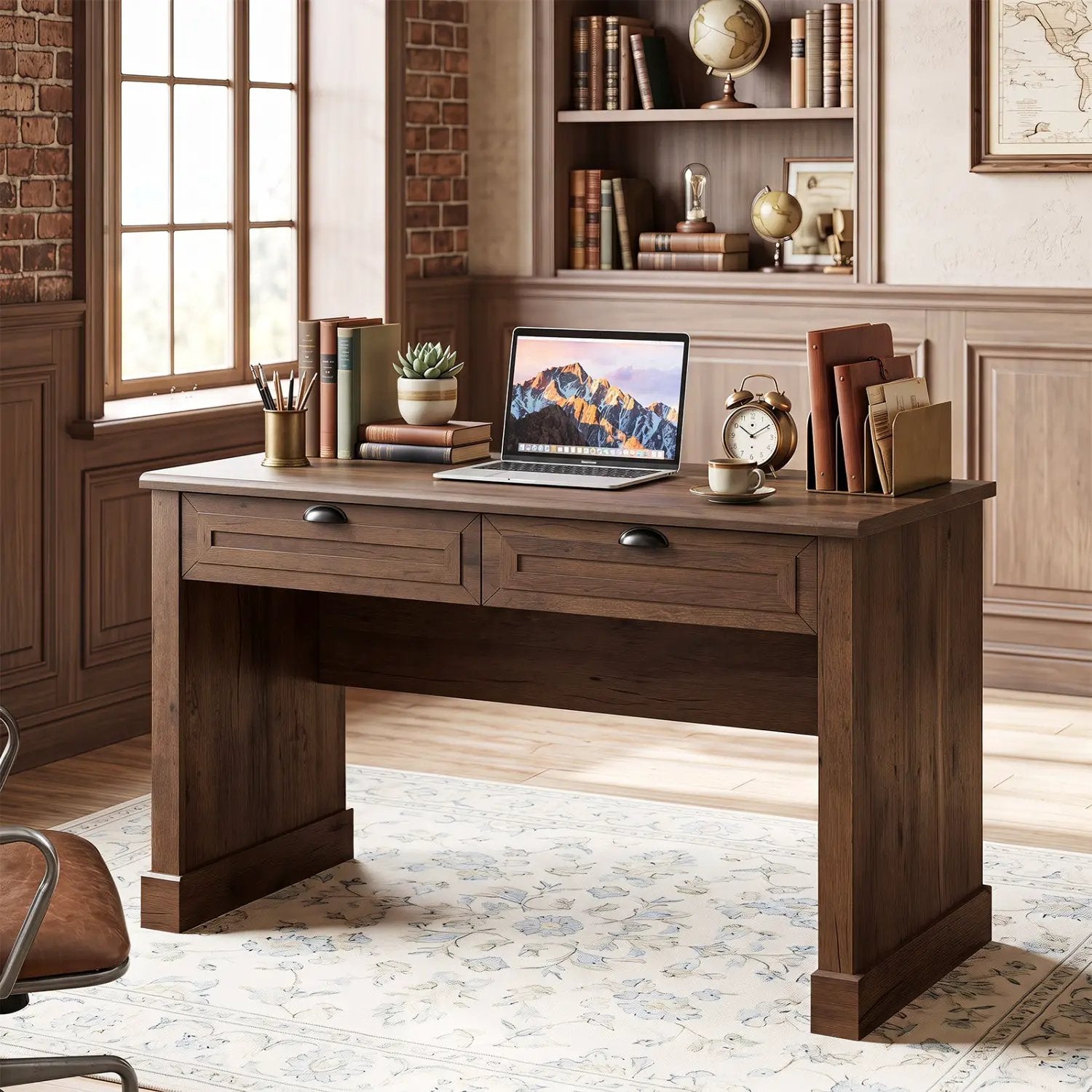 48" Farmhouse Executive Desk with 2 Drawers by DirectDeals