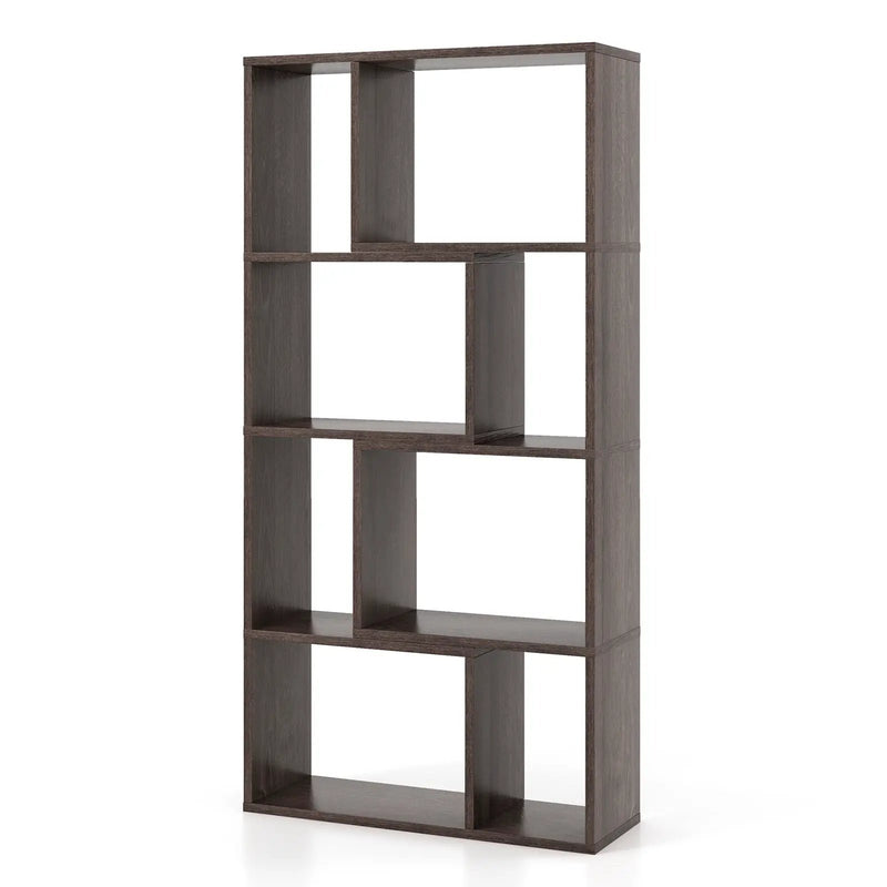 48 Inch 4-Tier Geometric Bookshelf with 8 Cubes for Living Room Bedroom by DirectDeals
