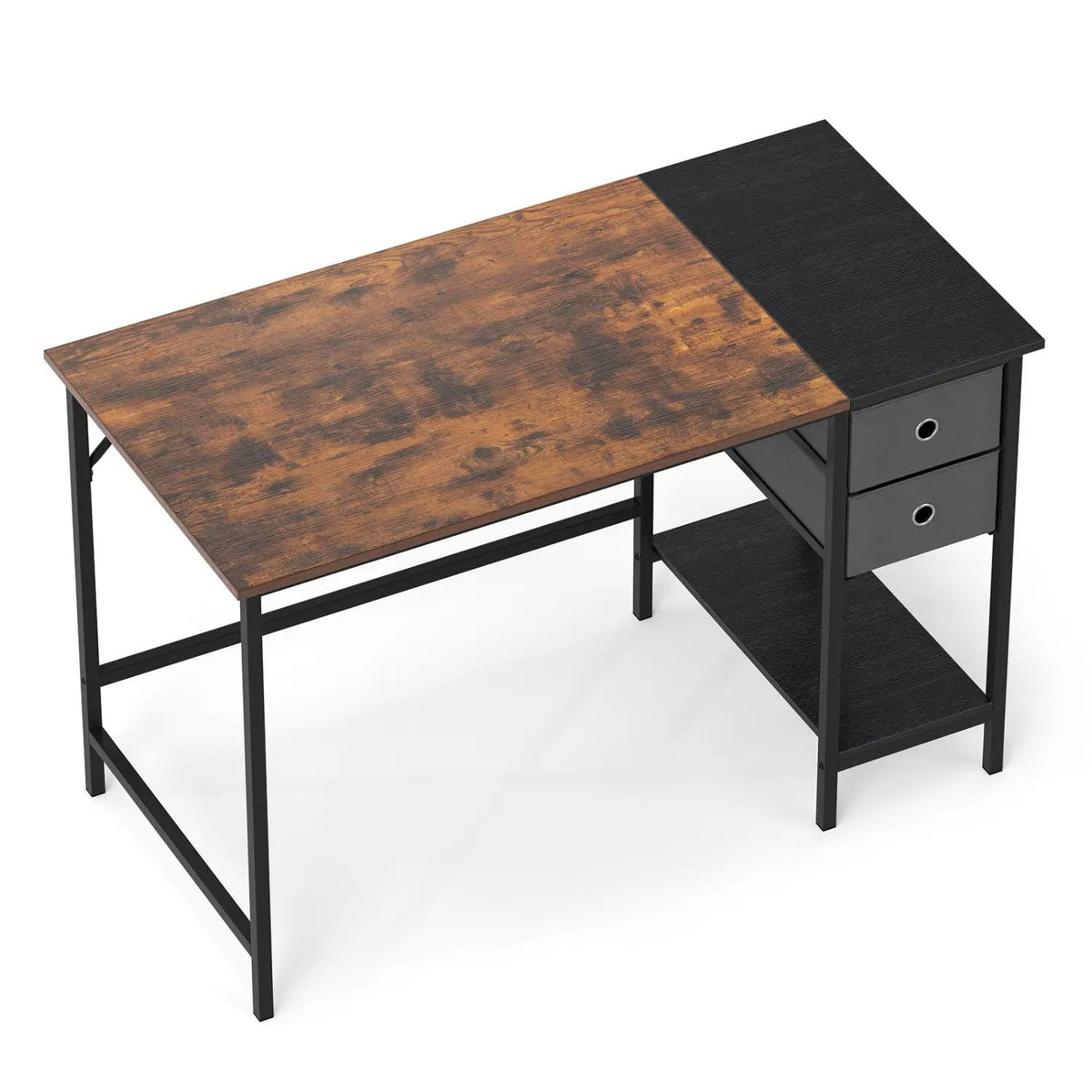 48 Inch Computer Desk with 2 Fabric Drawers Industrial Home Office Desk-Rustic Brown, photo 3 of 9