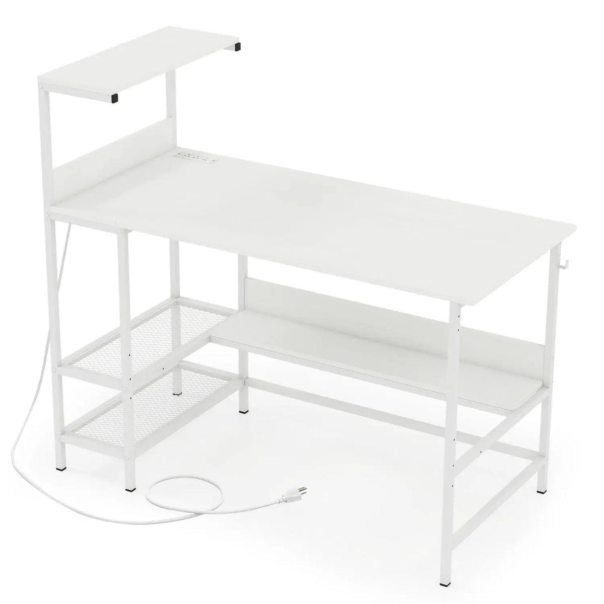 48 Inch Computer Desk with Power Outlets and Storage Shelves, photo 21 of 25