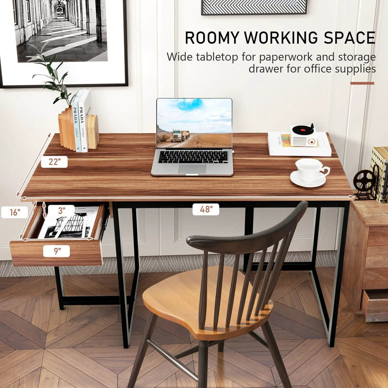 48 Inch Computer Desk with Metal Frame and Adjustable Pads by DirectDeals