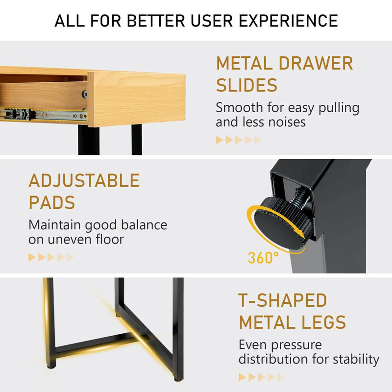 48 Inch Computer Desk with Metal Frame and Adjustable Pads by DirectDeals