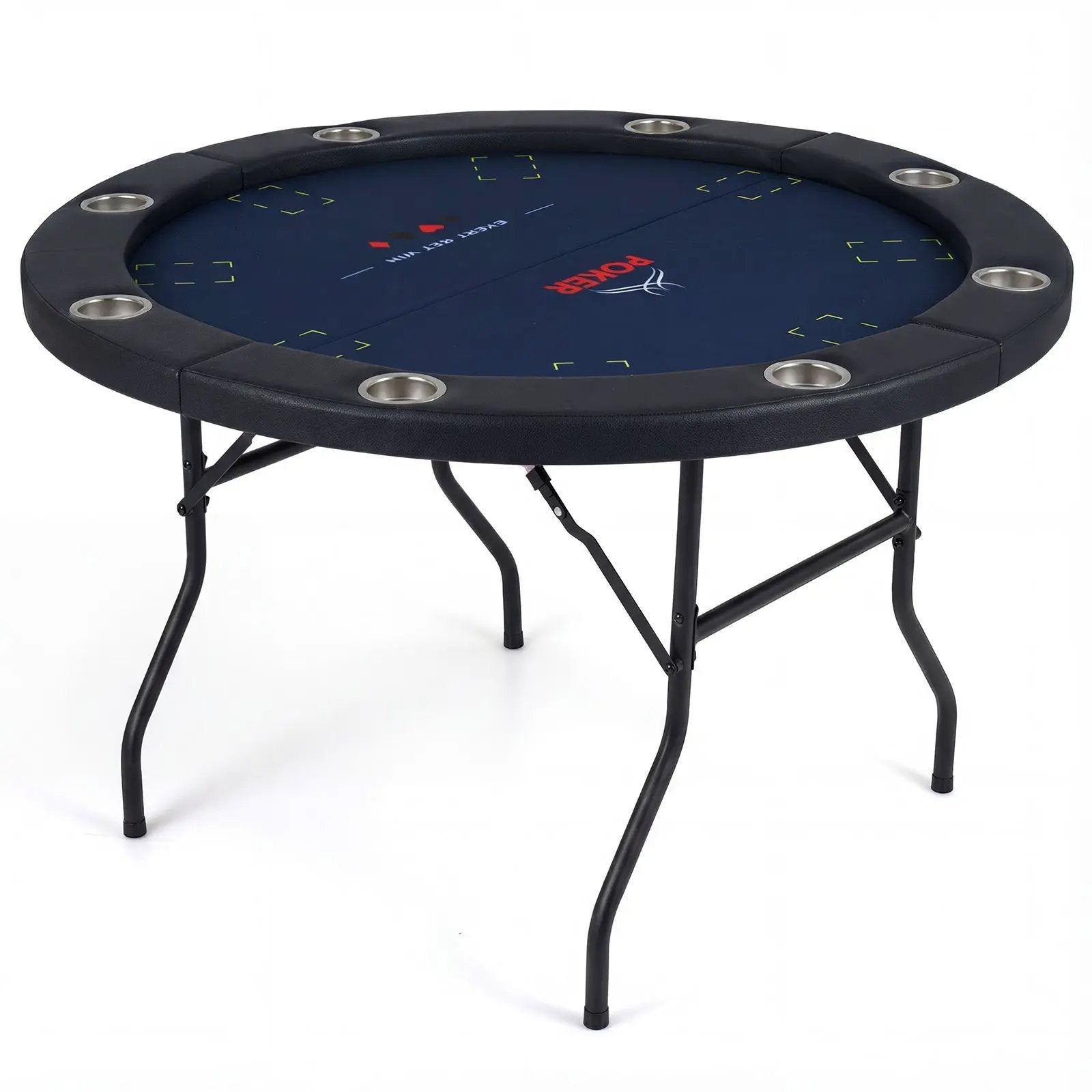 48 Inch Foldable Poker Table with 8 Cup Holders and Padded Edges by DirectDeals