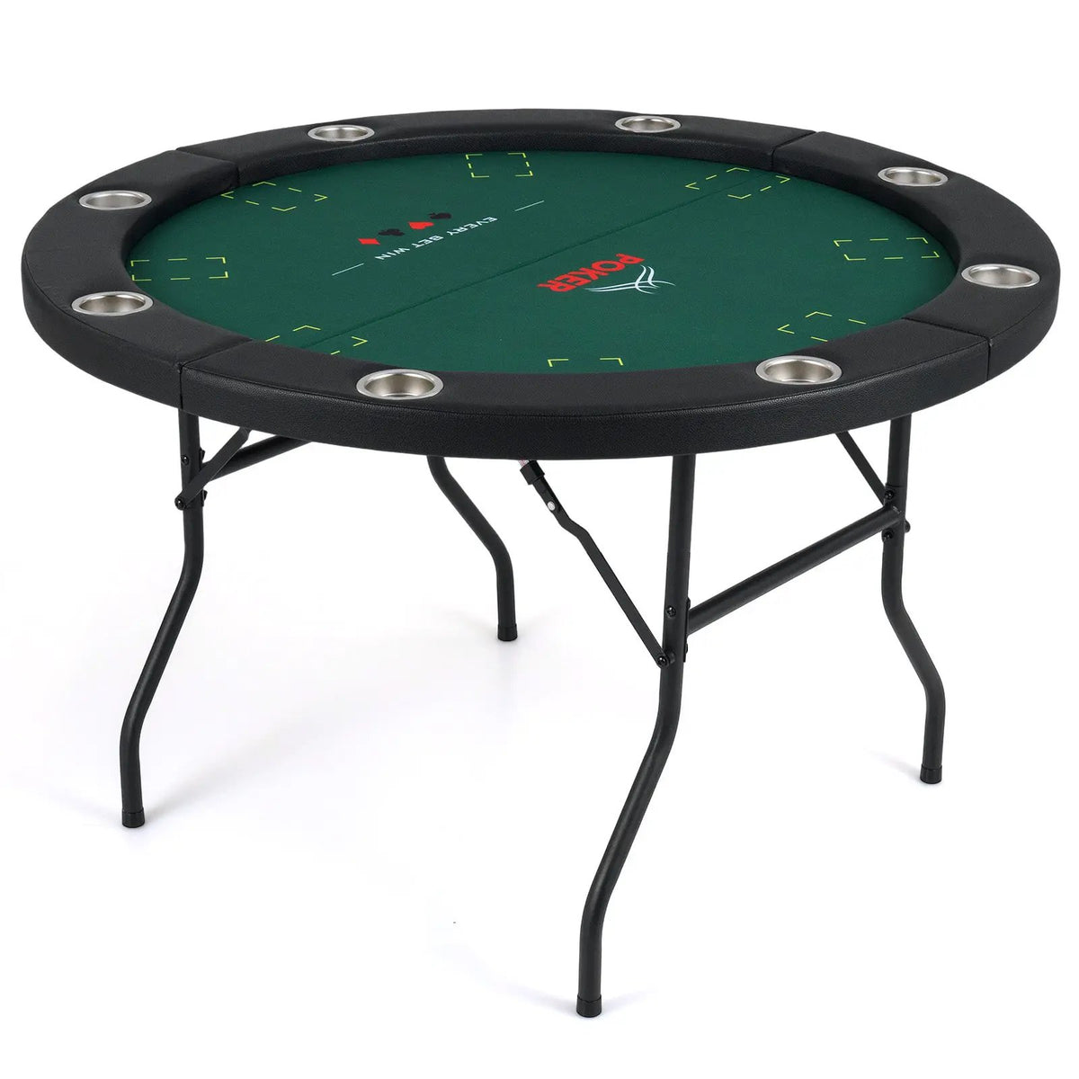 48 Inch Foldable Poker Table with 8 Cup Holders and Padded Edges, photo 8 of 16