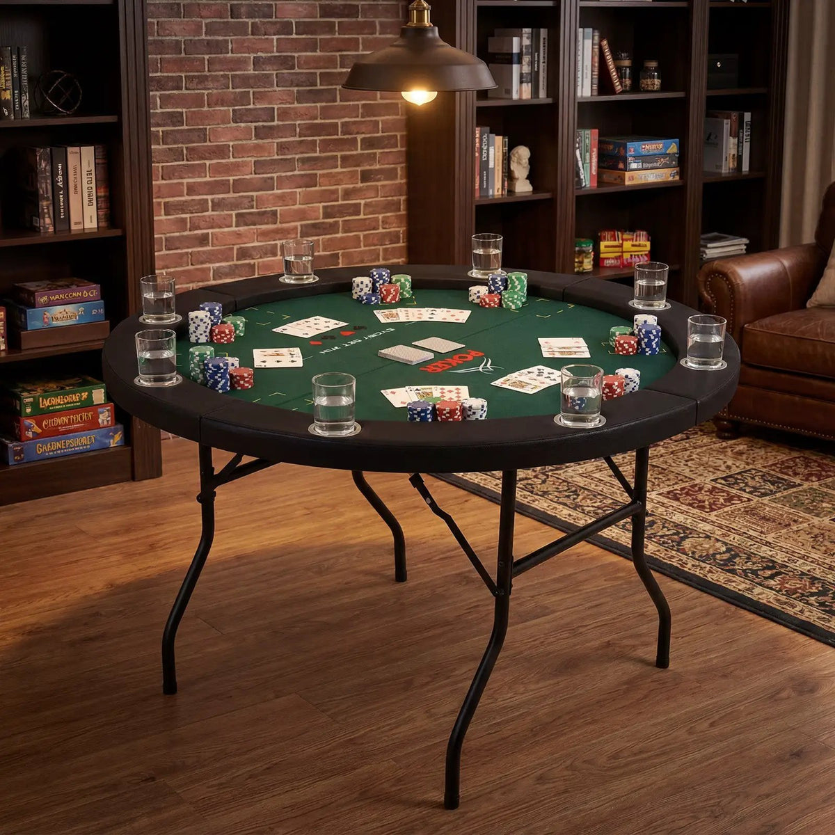 48 Inch Foldable Poker Table with 8 Cup Holders and Padded Edges, photo 2 of 16