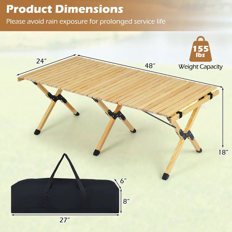 48 Inch Folding Camping Table with Carry Bag for Backyard by DirectDeals