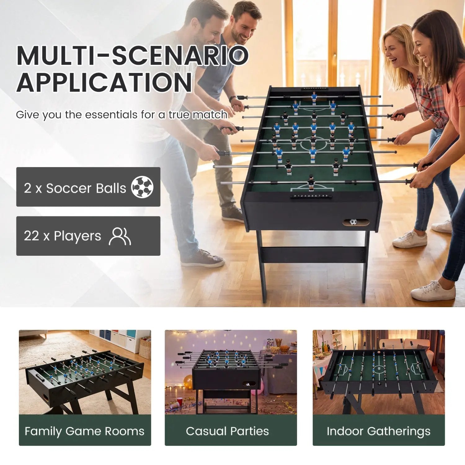 48 Inch Folding Foosball Table - Competition Size by DirectDeals