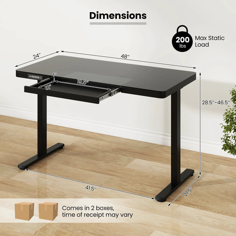 48-Inch Height Adjustable Electric Standing Desk with Drawer by DirectDeals