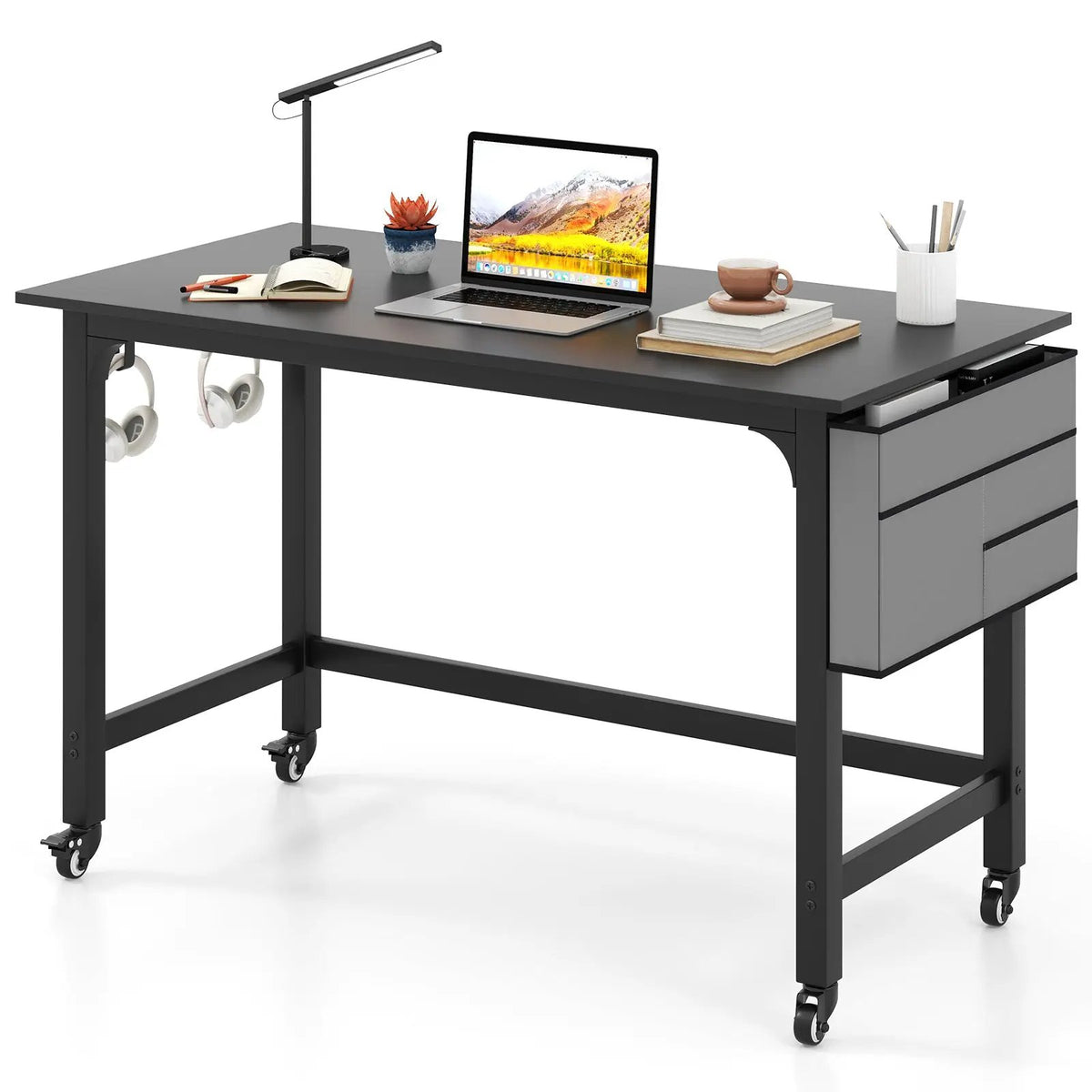 48 Inch Mobile Computer Workstation with 4 Smooth Casters, photo 9 of 10