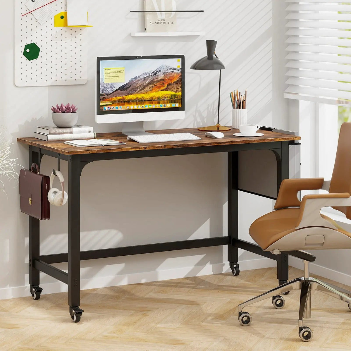 48 Inch Mobile Computer Workstation with 4 Smooth Casters, photo 2 of 10