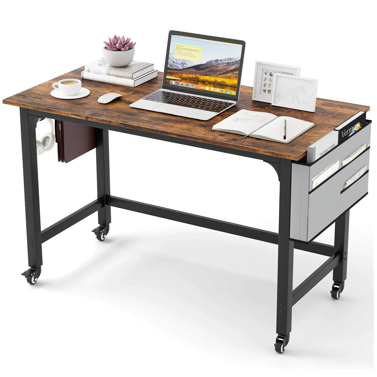 48 Inch Mobile Computer Workstation with 4 Smooth Casters, photo 4 of 10