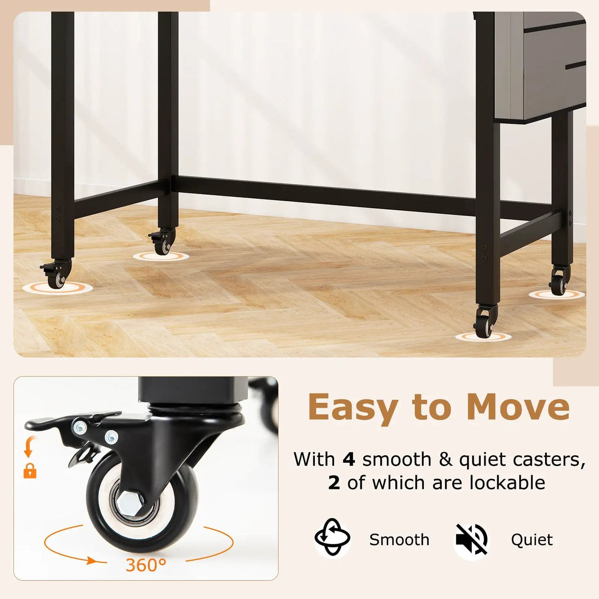48 Inch Mobile Computer Workstation with 4 Smooth Casters, photo 7 of 10