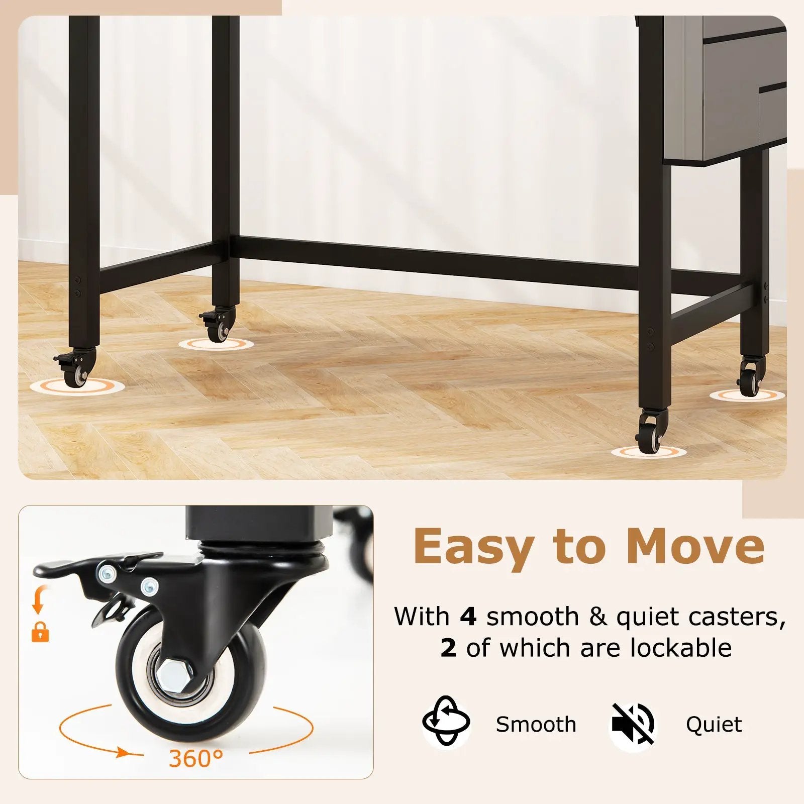 48 Inch Mobile Computer Workstation with 4 Smooth Casters by DirectDeals