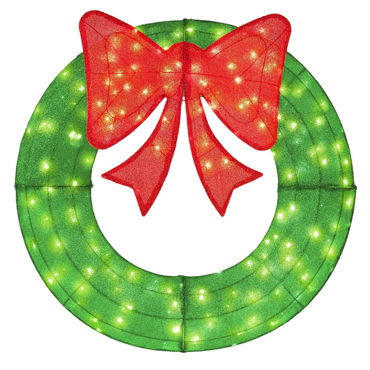 48 Inch Pre-Lit Lighted Christmas Mesh Wreath with Bow and 200 LED Bulbs, photo 12 of 16