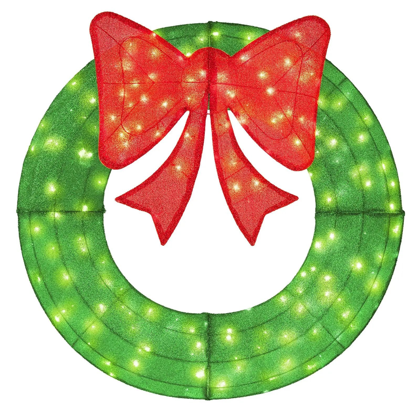 48 Inch Pre-Lit Lighted Christmas Mesh Wreath with Bow and 200 LED Bulbs by DirectDeals