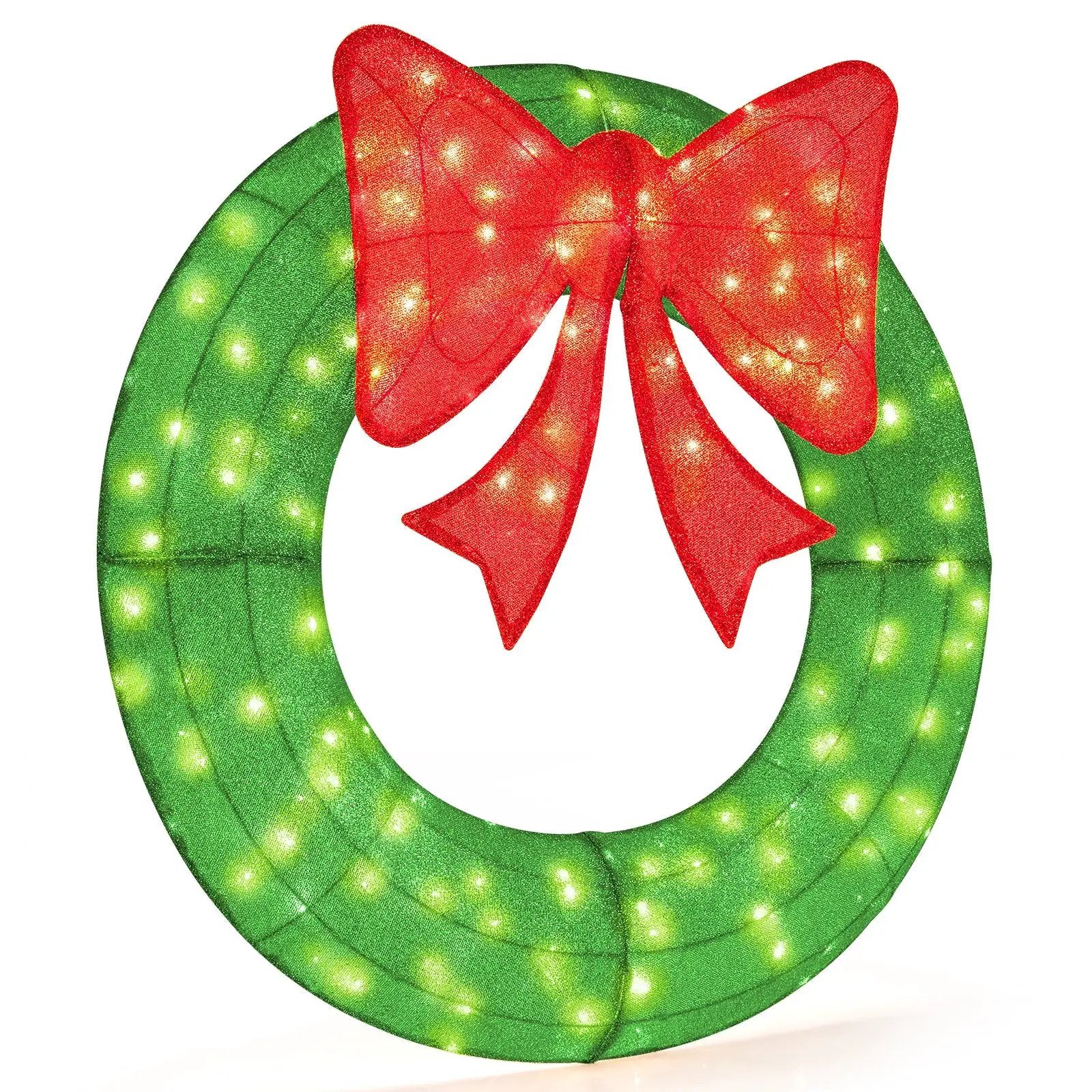 48 Inch Pre-Lit Lighted Christmas Mesh Wreath with Bow and 200 LED Bulbs by DirectDeals