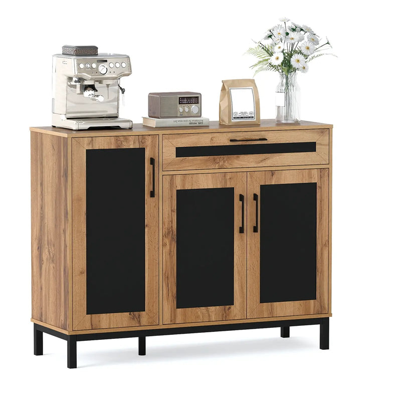 48 Inch Sideboard Buffet Cabinet with Drawer and Metal Legs-Natural by DirectDeals