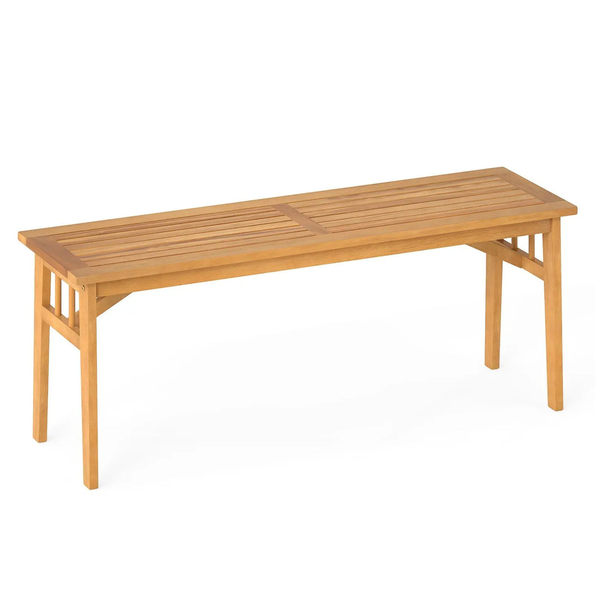 48 Inches Acacia Wood Bench with Breathable Slat Seat and Stable Triangular Structure by DirectDeals