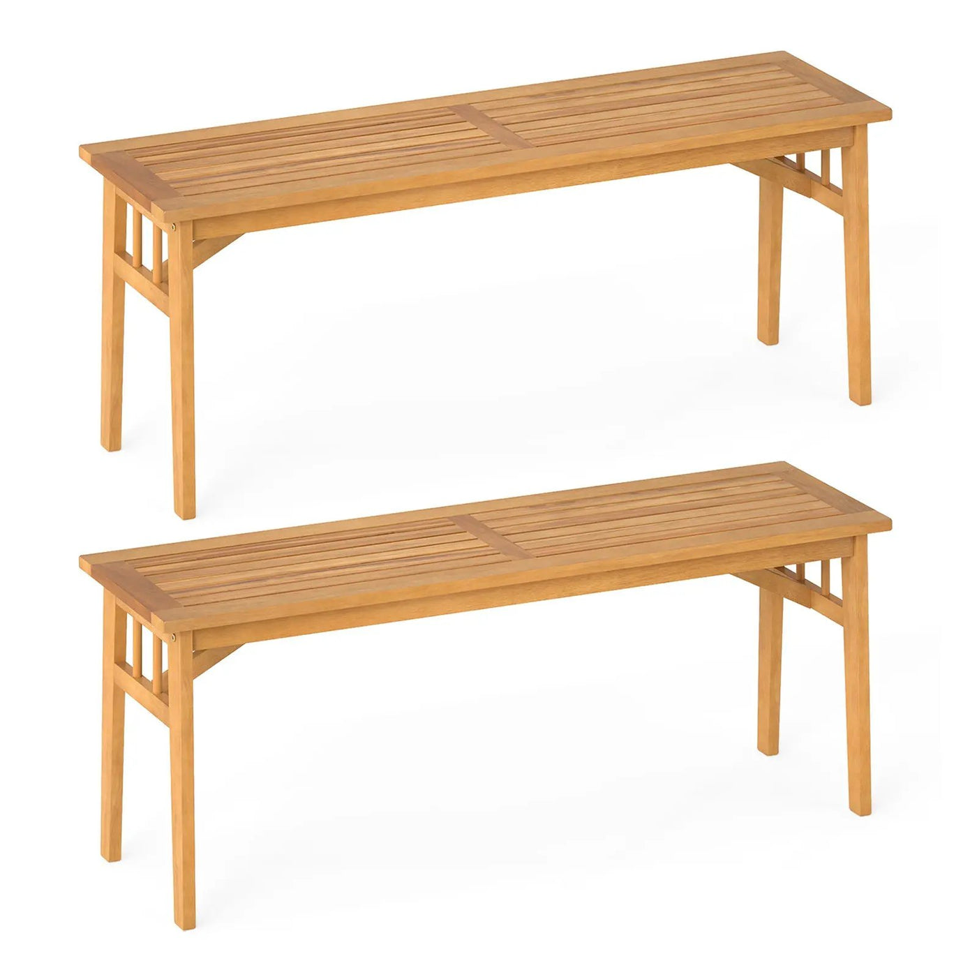 48 Inches Acacia Wood Bench with Breathable Slat Seat and Stable Triangular Structure by DirectDeals