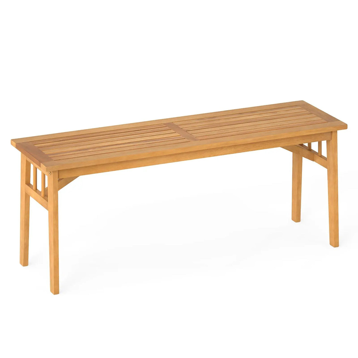 48 Inches Acacia Wood Bench with Breathable Slat Seat and Stable Triangular Structure by DirectDeals