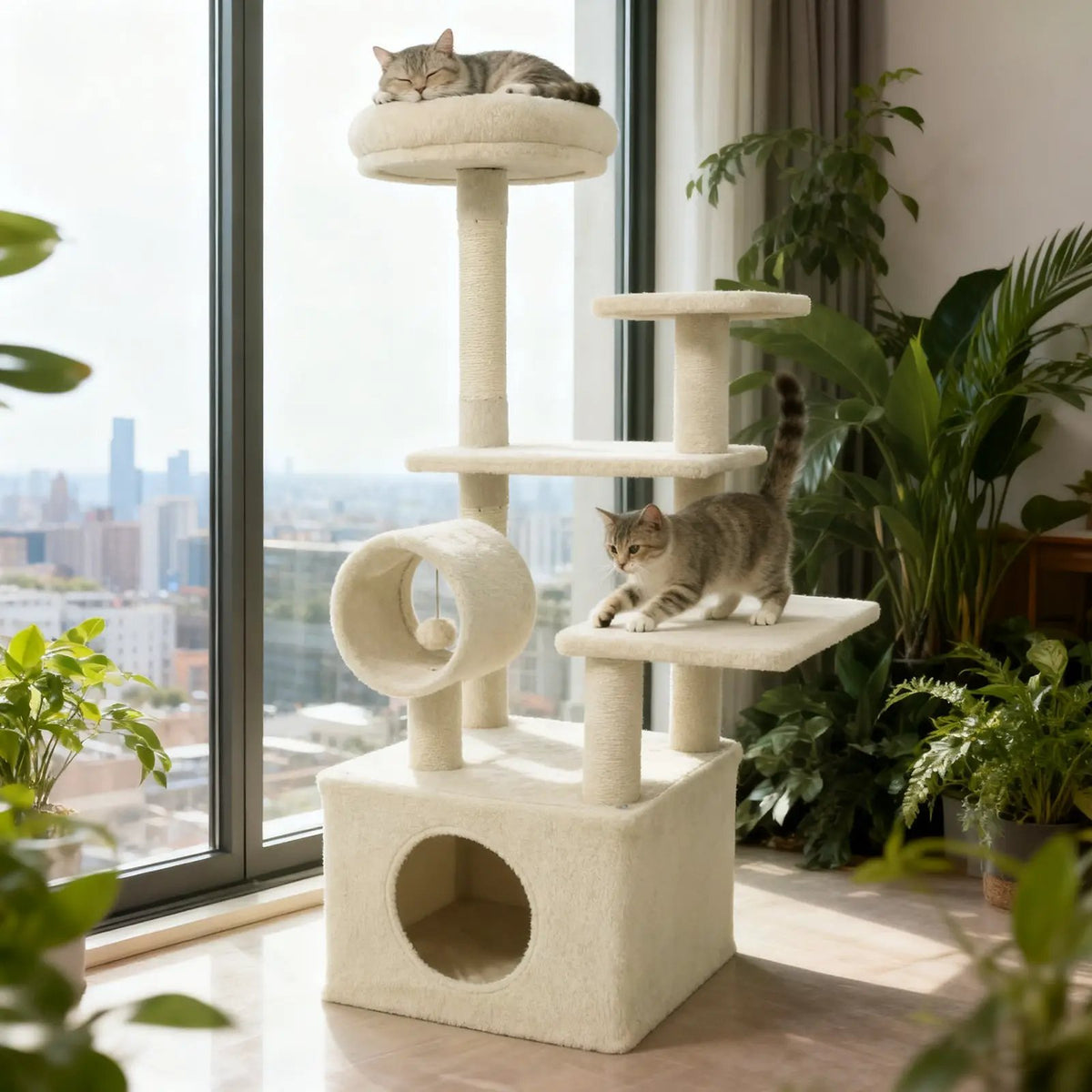 48 Inches Tall Cat Tree Multi-Level Kitten Tower with Large Condo Padded Top Perch, photo 3 of 24