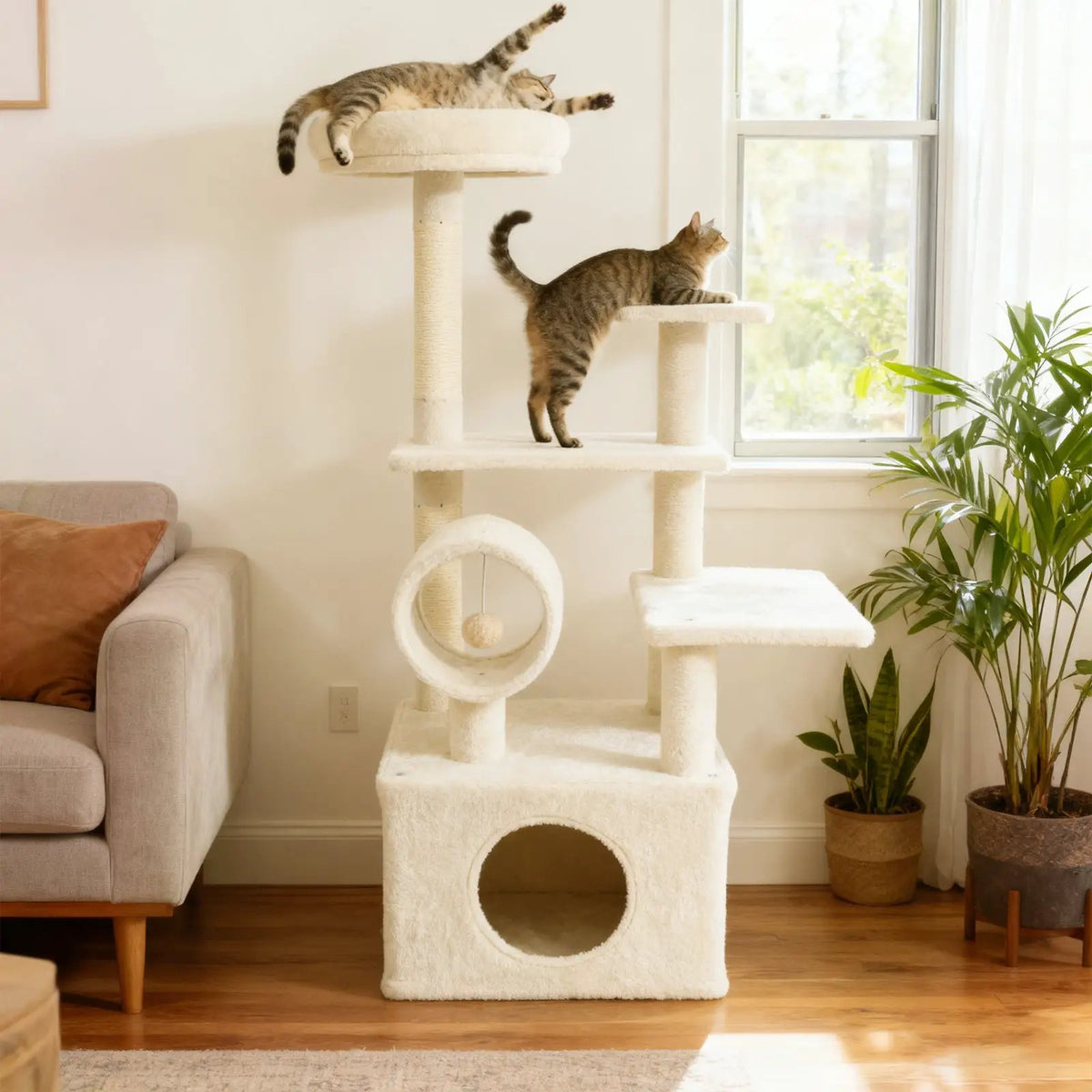 48 Inches Tall Cat Tree Multi-Level Kitten Tower with Large Condo Padded Top Perch, photo 5 of 24