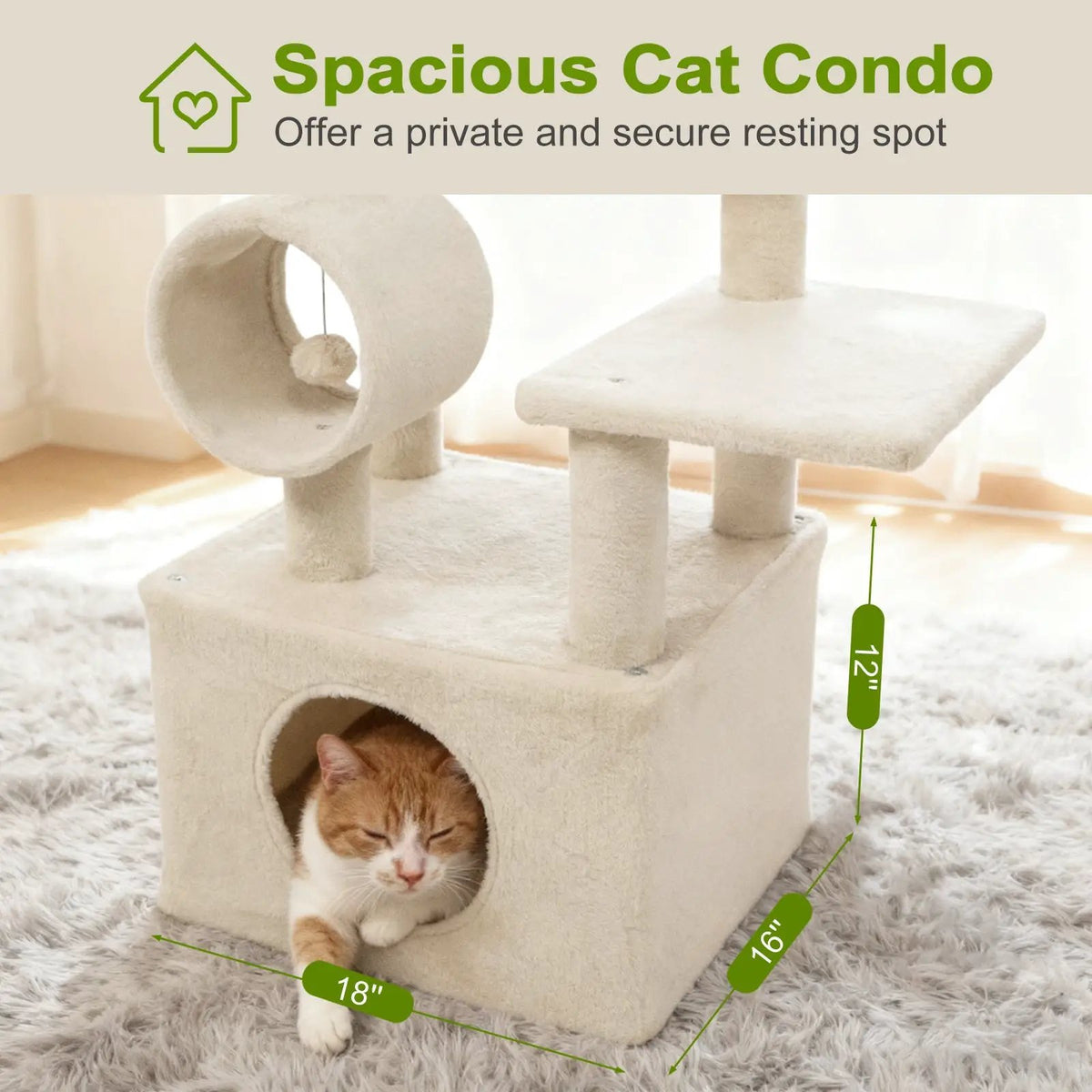 48 Inches Tall Cat Tree Multi-Level Kitten Tower with Large Condo Padded Top Perch, photo 18 of 24
