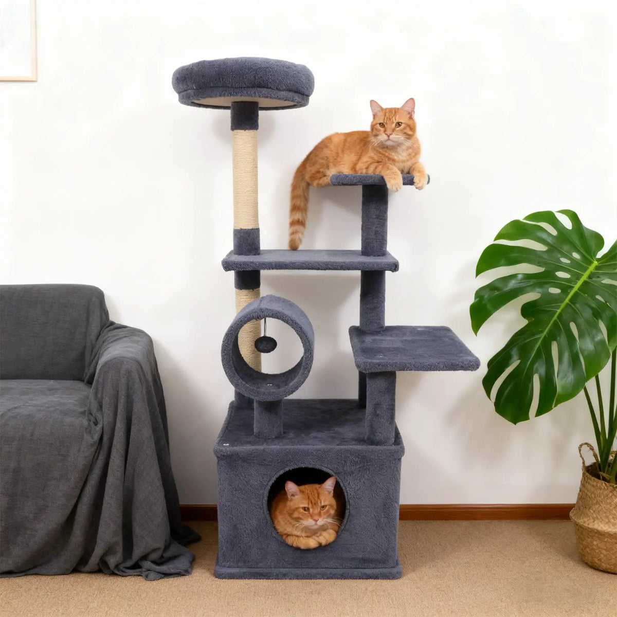 48 Inches Tall Cat Tree Multi-Level Kitten Tower with Large Condo Padded Top Perch, photo 4 of 24