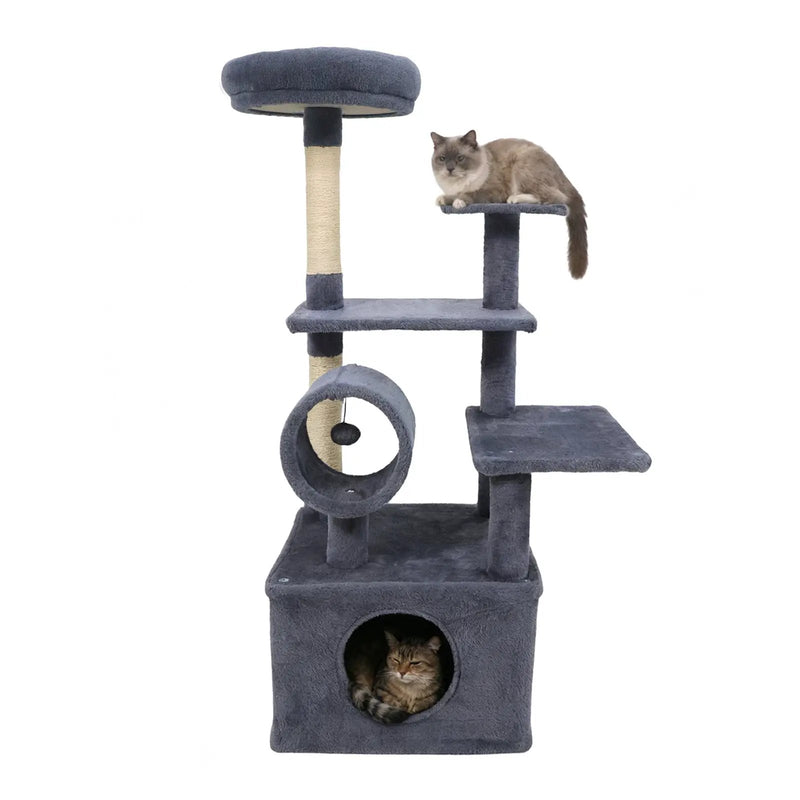 48 Inches Tall Cat Tree Multi-Level Kitten Tower with Large Condo Padded Top Perch by DirectDeals