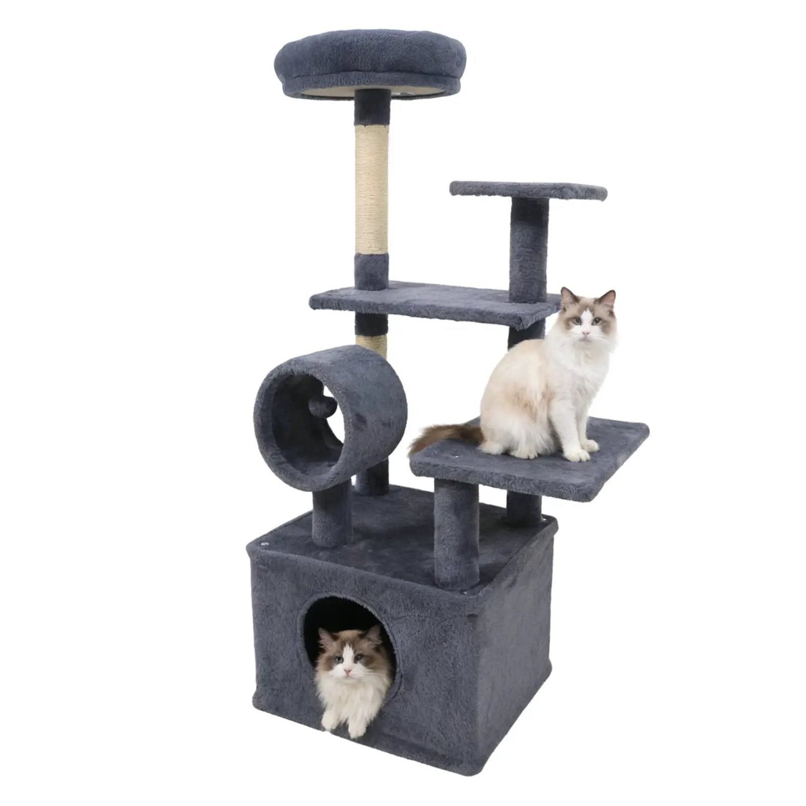 48 Inches Tall Cat Tree Multi-Level Kitten Tower with Large Condo Padded Top Perch by DirectDeals