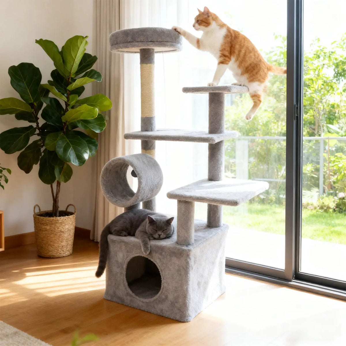 48 Inches Tall Cat Tree Multi-Level Kitten Tower with Large Condo Padded Top Perch, photo 2 of 24