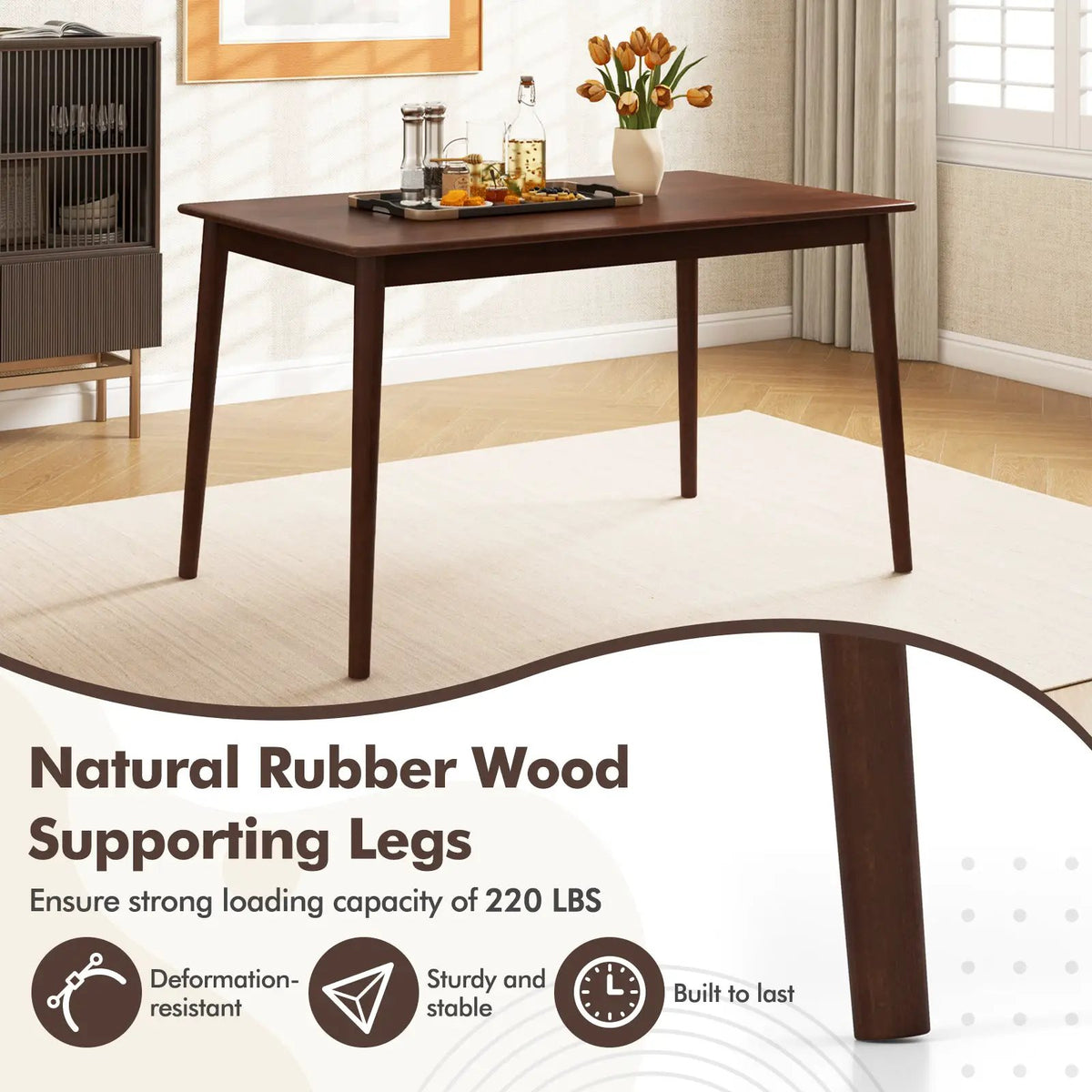 48 Inches Wooden Dining Table for 4 People, photo 15 of 16