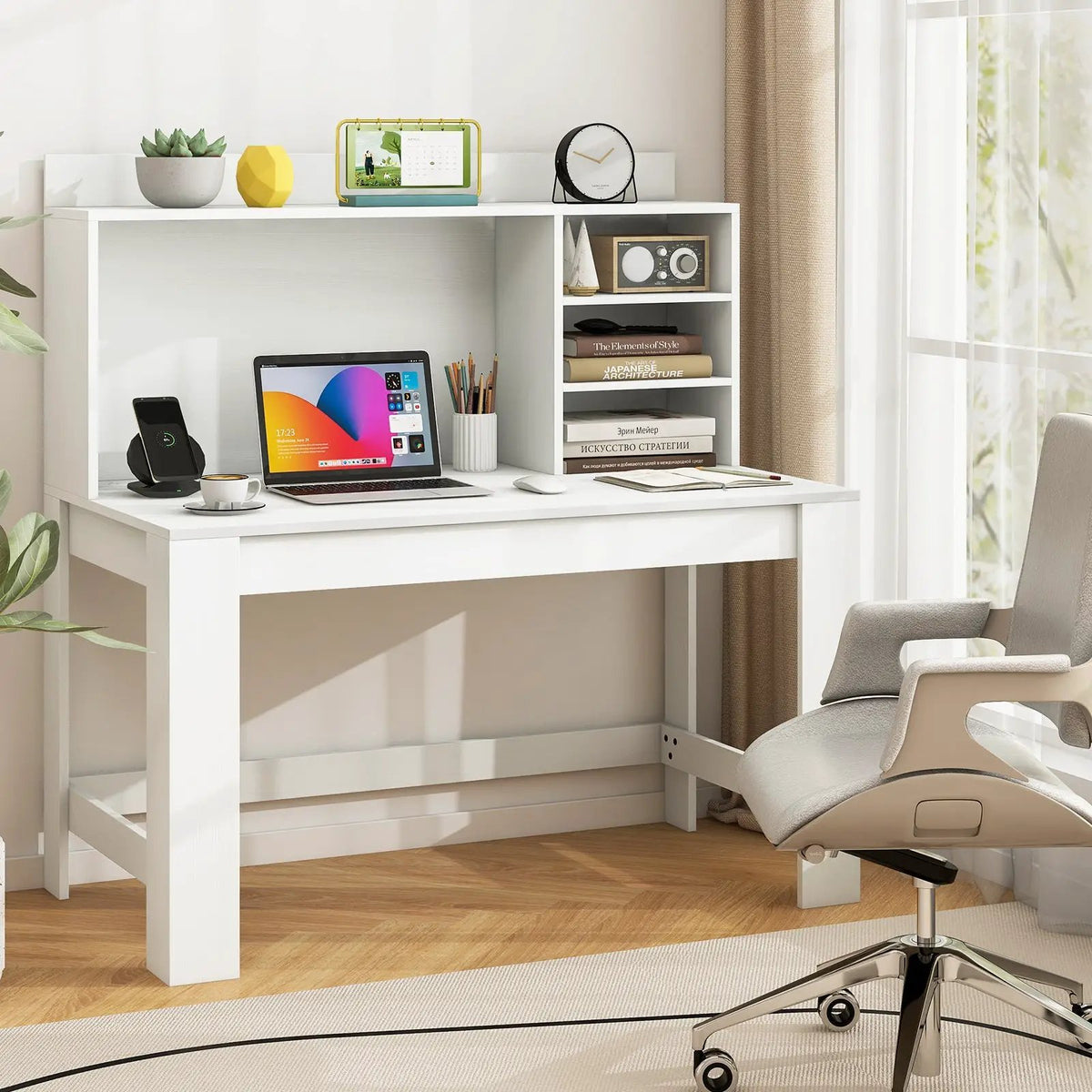 48 Inch Writing Computer Desk with Anti-Tipping Kits and Cable Management Hole, photo 2 of 10
