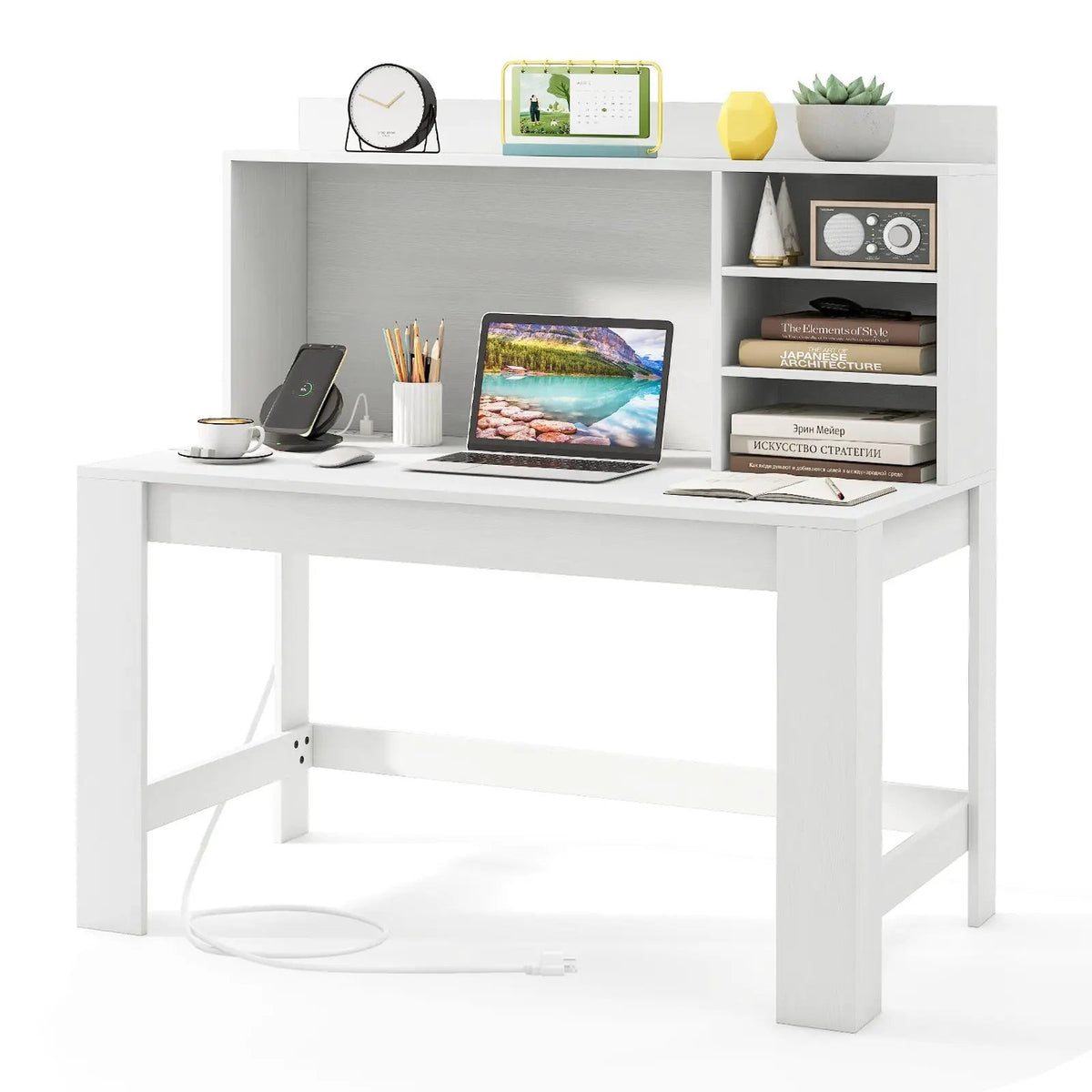 48 Inch Writing Computer Desk with Anti-Tipping Kits and Cable Management Hole, photo 4 of 10