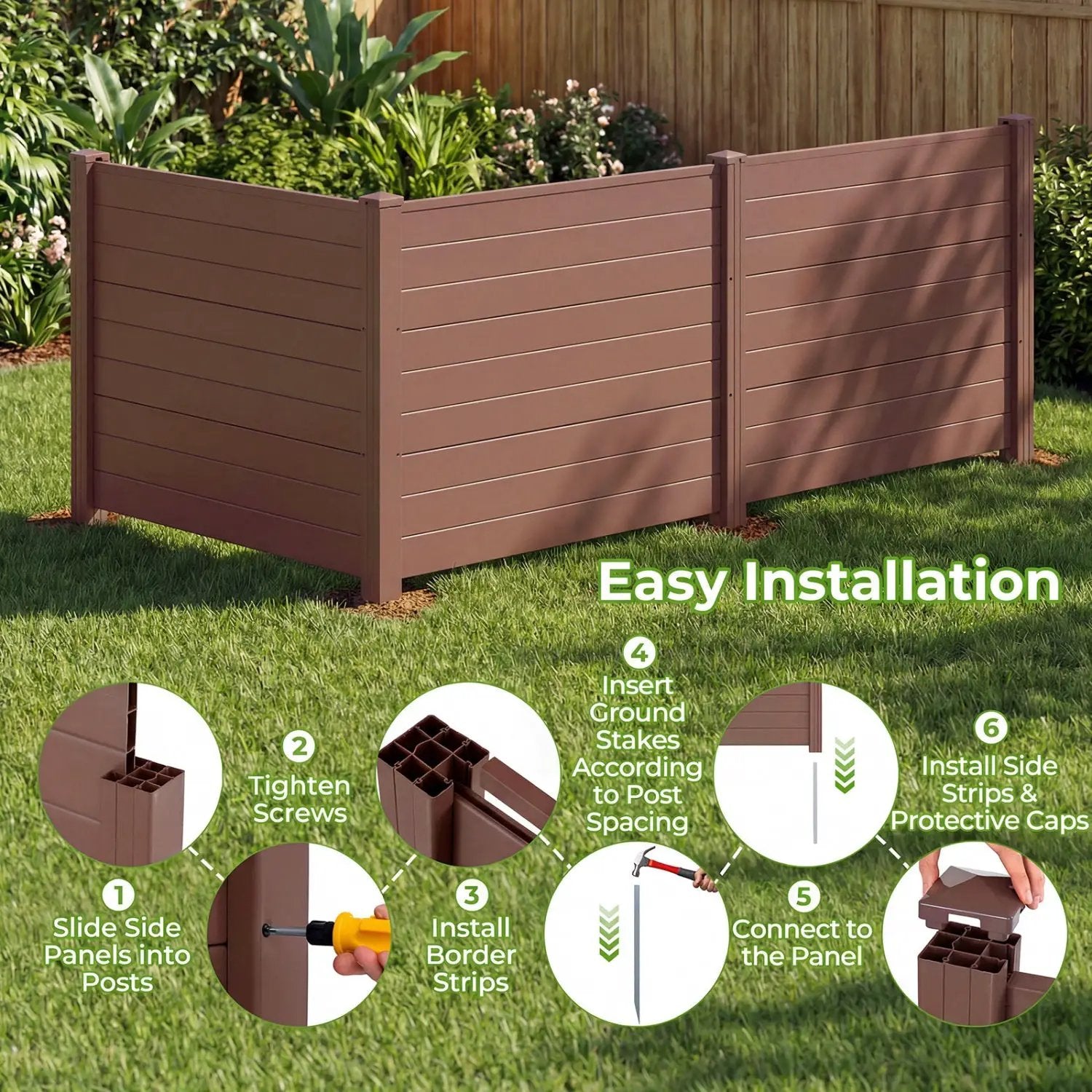 48 x 38 Inches Air Conditioner Fence 2 Panels Outdoor Privacy Fence by DirectDeals