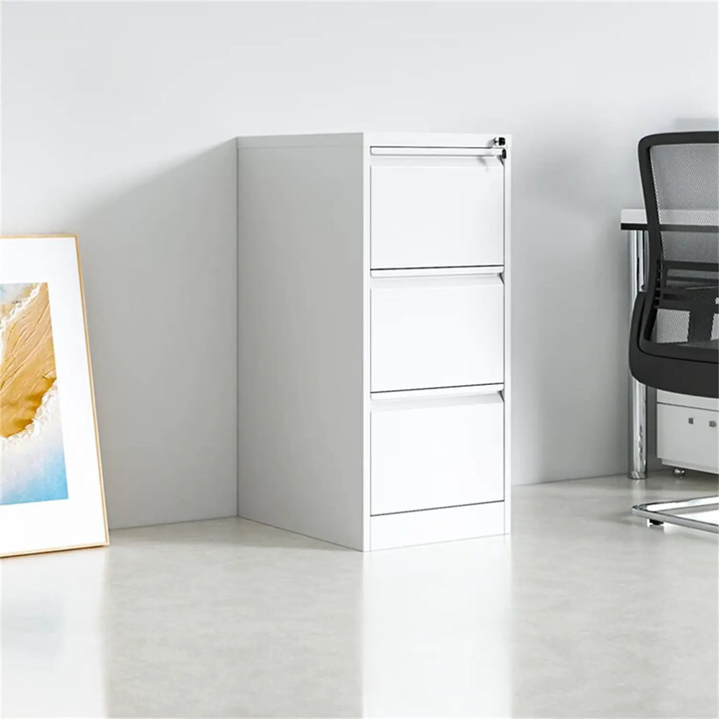 Durable Metal 3 Drawer File Cabinet With Lock For Office Storage by Unique Piece Furniture