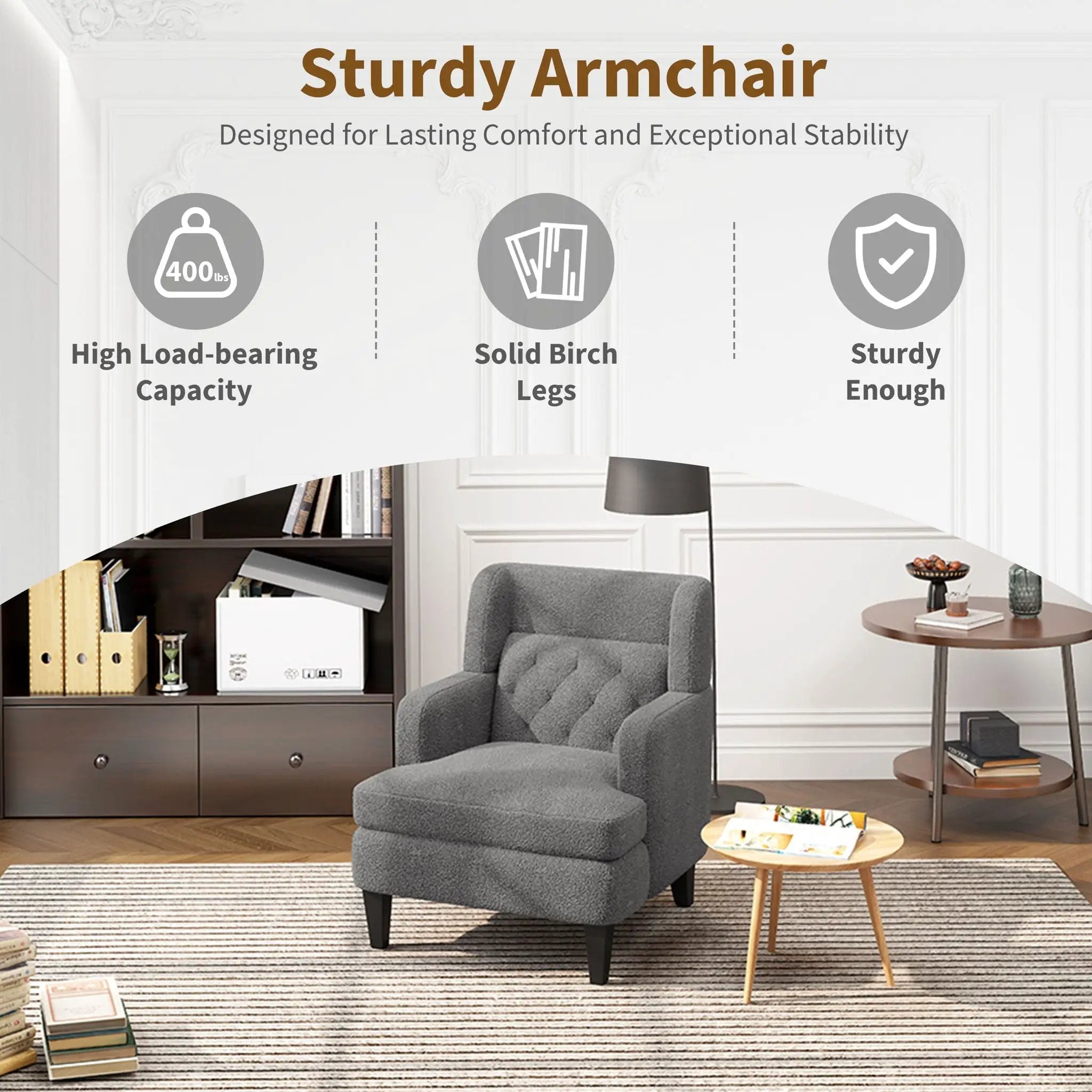 Upholstered Accent Chair Tufted Armchair For Living Room And Bedroom by Unique Piece Furniture