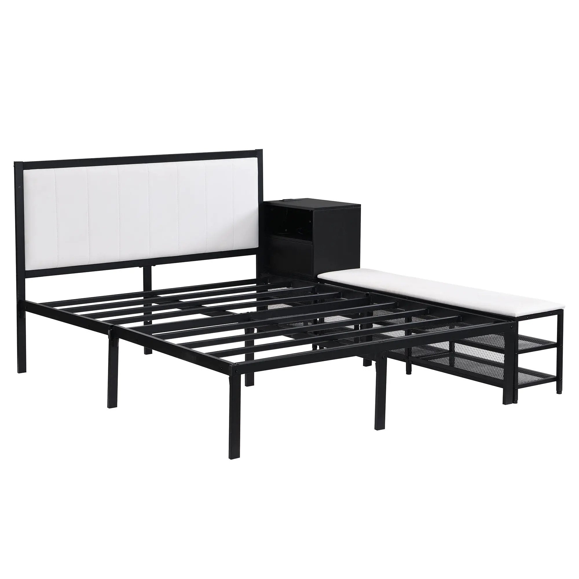 Platform Bed With 2 Tier Storage Shelves, Storage Cabinet by HouseOfZazla