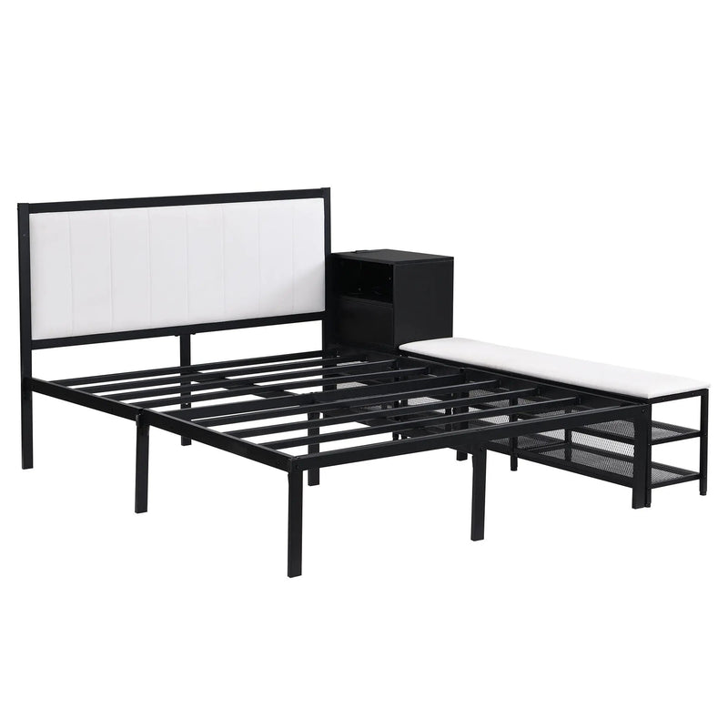 Platform Bed With 2 Tier Storage Shelves, Storage Cabinet by HouseOfZazla