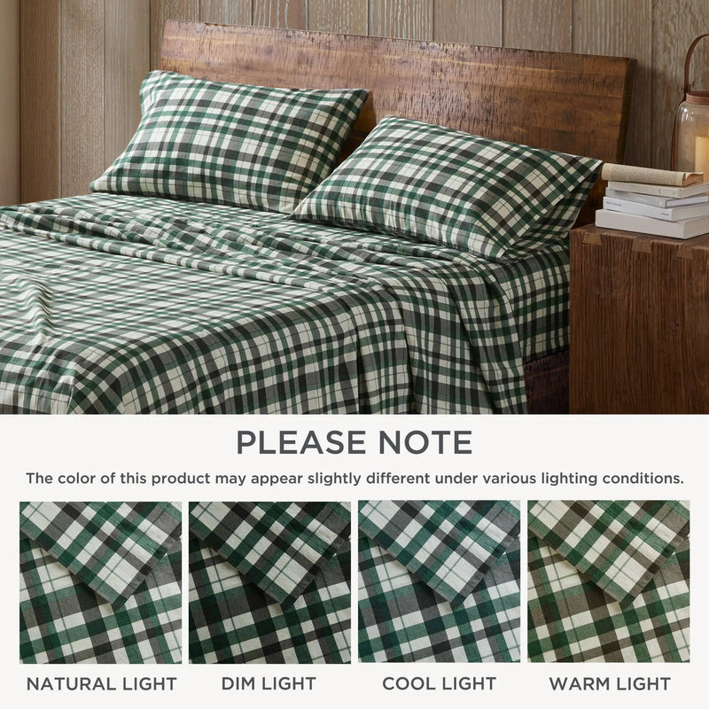 4 Pieces Queen 100% Cotton Flannel Printed Sheet Set Finton by HouseOfZazla