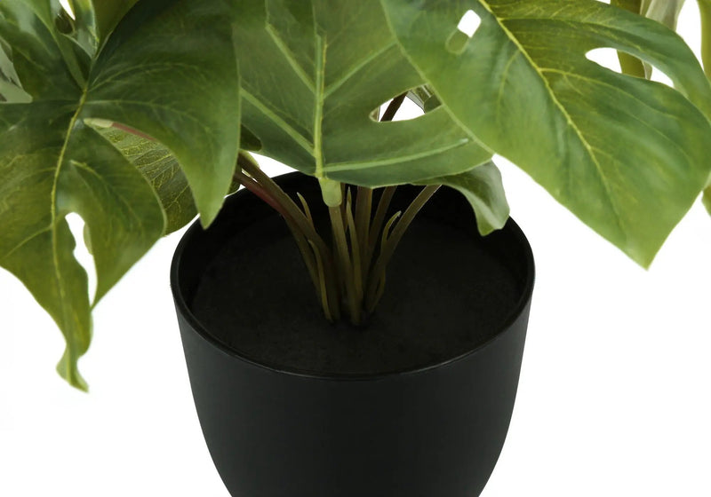 13" Tall, Artificial Plant, Monstera Calthea, Indoor, Faux, Fake, Table, Greenery, Potted, Decorative (Set of 2) - Green / Black by Unique Piece Furniture