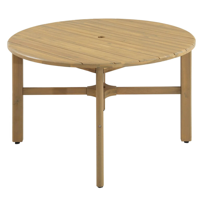 5 Piece Round Patio Table & Cushioned Armrest Chairs, Outdoor Dining Set With Umbrella Hole by HouseOfZazla