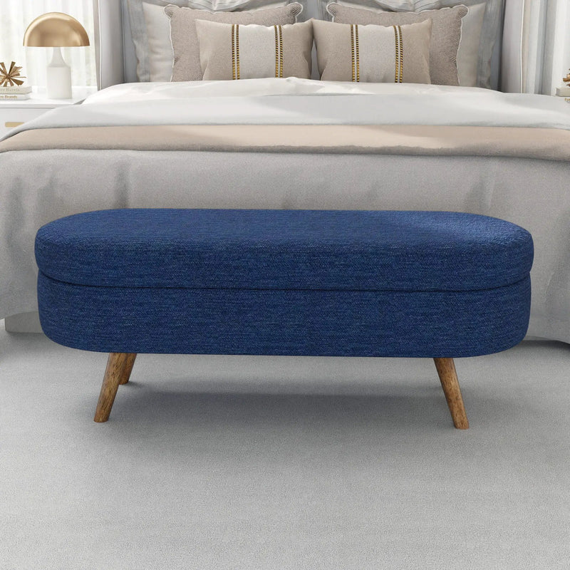 Ottoman Oval Storage Bench With Rubber Wood Legs by Unique Piece Furniture